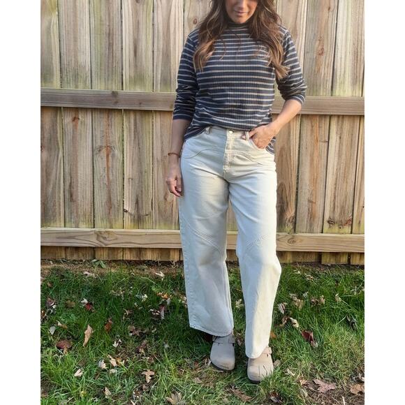 Vintage 90s Mountain Lake Ribbed Stripe Mockneck Tee - Picture 4 of 8